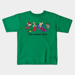 Green Christmas Chis - Smooth coat chihuahuas - Christmas Chihuahua Tee Kids T-Shirt
